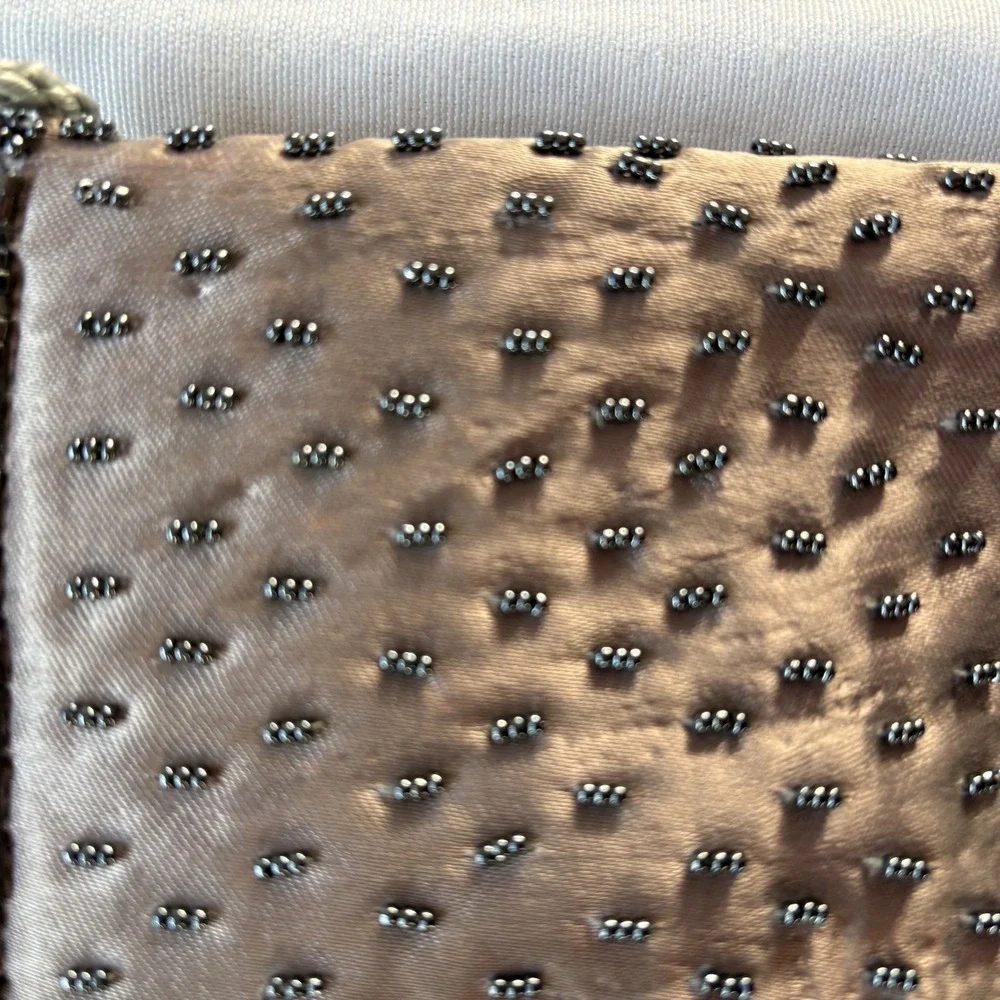 La Regale LTD Beaded Paisley Clutch‎ Evening Bag Silver Chain Handmade Macau